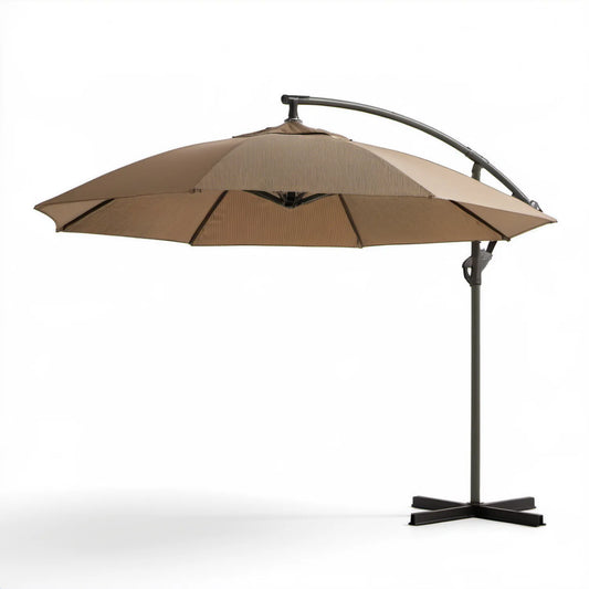 Beżowy wiszący parasol ogrodowy Ø300 cm z podwójnym daszkiem