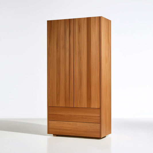 Dwudrzwiowa szafa z 2 szufladami, orzechowa, 100 x 60 x 200 cm