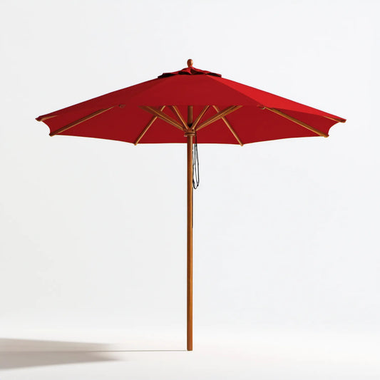 Czerwono-brązowy ośmiokątny parasol ogrodowy 300 cm z poliestru i drewna